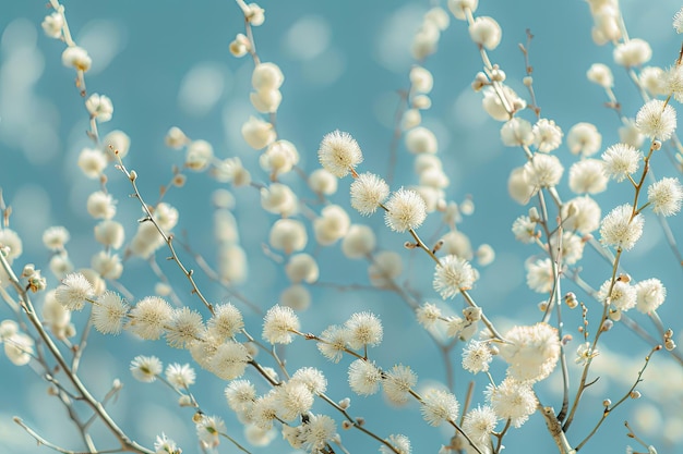 Blooming Willow Branches in Spring with Vintage Tone