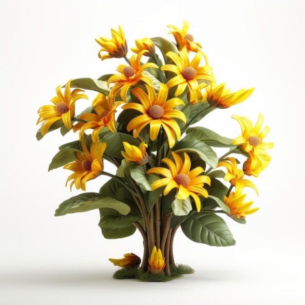 Bloomsburyinspired 3d Sunflower Arrangement With Detailed Foliage