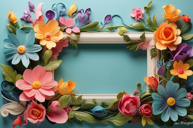 Blossom Delight Whimsical Spring Flower Frame