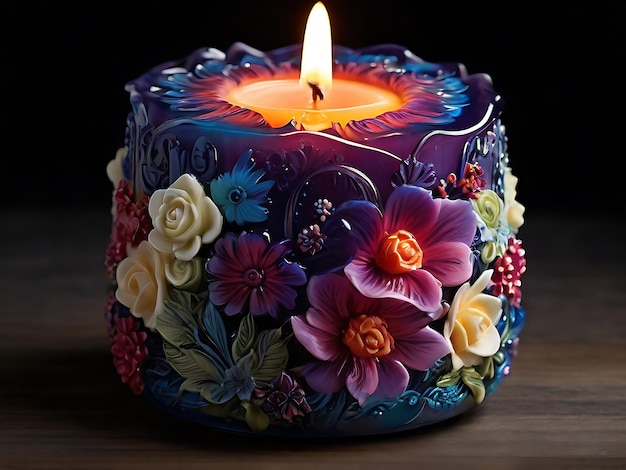 Blossom Glow Whimsical Candlelight Illuminating Vibrant Floral Elegance