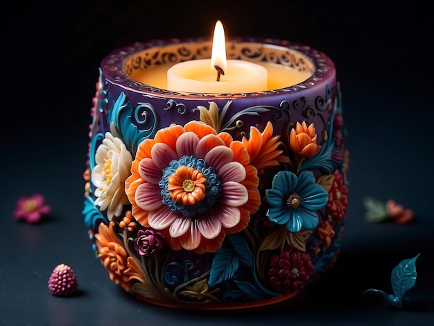 Blossom Glow Whimsical Candlelight Illuminating Vibrant Floral Elegance