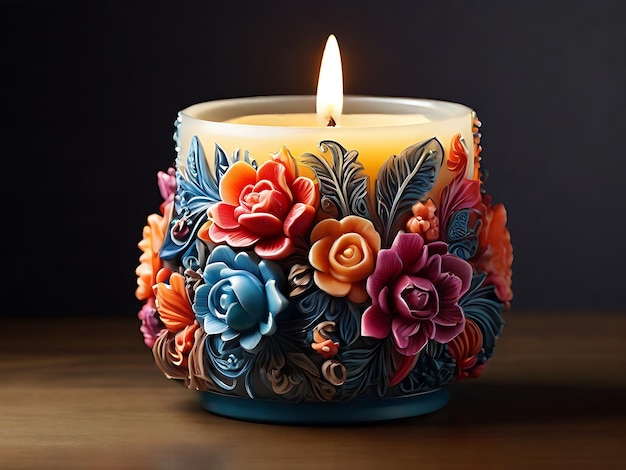 Blossom Glow Whimsical Candlelight Illuminating Vibrant Floral Elegance