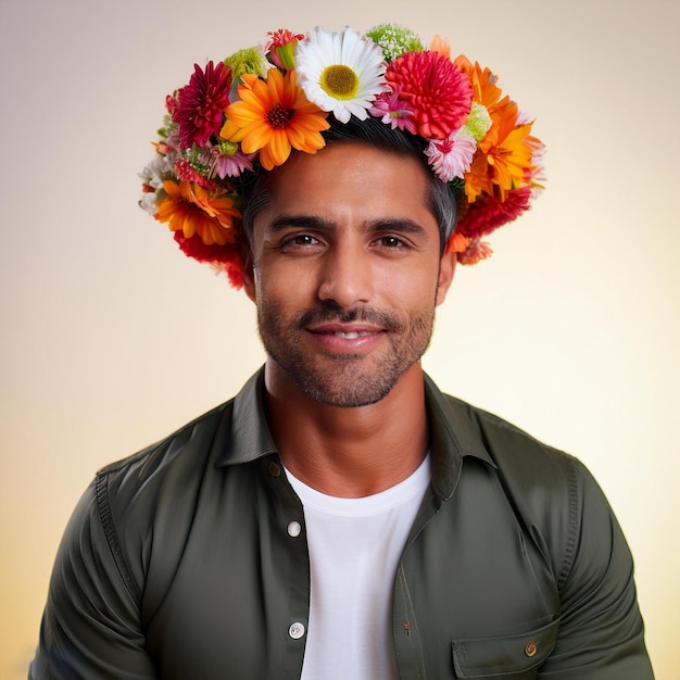 Photo blossom halo a portrait of grace with a floral crown