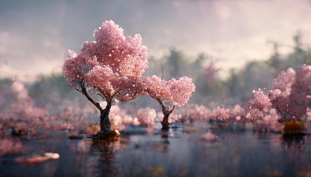 Blossom sakura tree over nature background Cherry Spring flowers blossoming Background