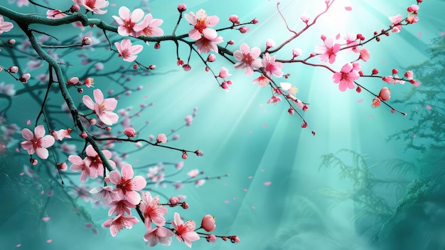 Blossom tree over nature background Spring flowersSpring Background