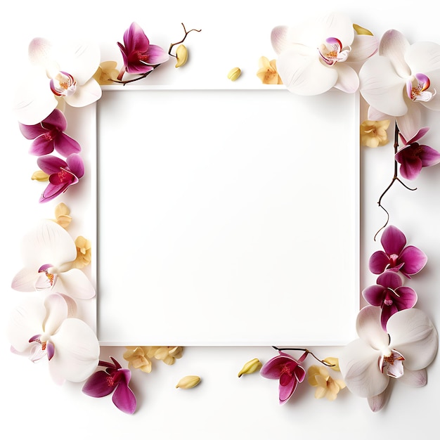 Blossoming Beauty Captivating Frame Background of Leaves and Flowers for Exquisite Decorative Touch