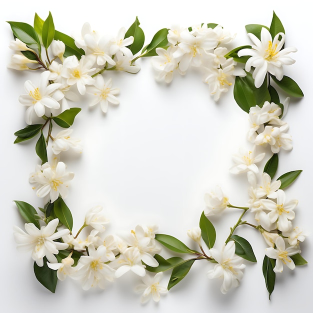 Blossoming Beauty Captivating Frame Background of Leaves and Flowers for Exquisite Decorative Touch