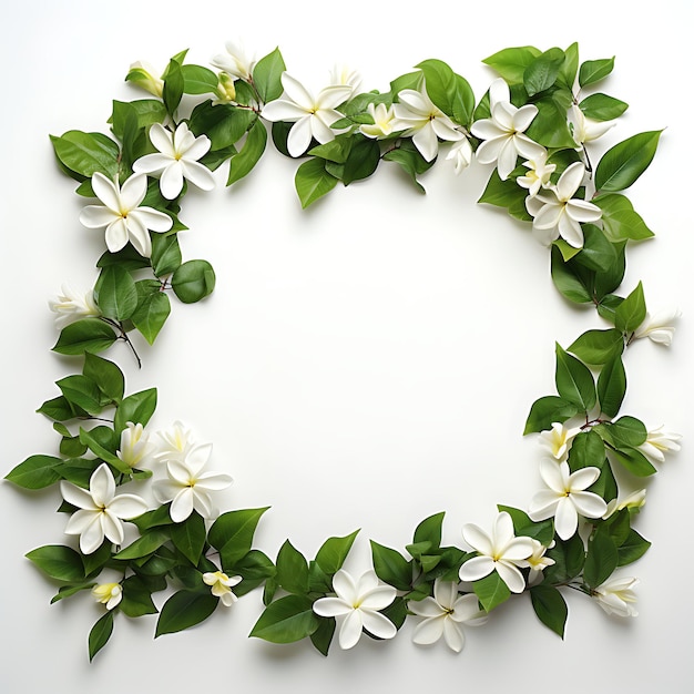 Blossoming Beauty Captivating Frame Background of Leaves and Flowers for Exquisite Decorative Touch