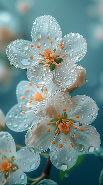 Blossoming Spring A CloseUp of Drops on Cherry Blossoms