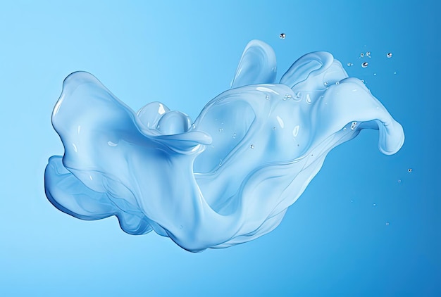 Photo a blot like liquid on a blue background in the style of minimal retouching