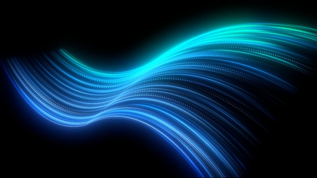 Blowing effect flowing blue lines