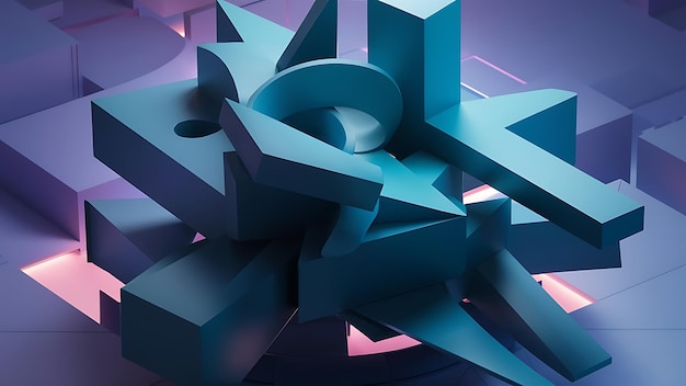 Photo blue 3d shapes neatly organized to make a tech abstract wallpaper