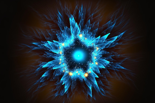 A blue abstract backdrop Explosion star with shine and lines in a fractal form