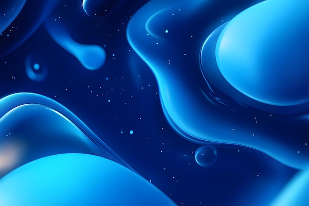 Photo blue abstract background with floating digital shapes