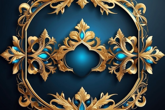 blue abstract background with luxury golden elements vector illustration