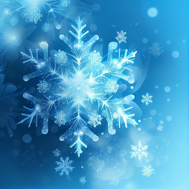 Blue Abstract Background with Snowflake Generative AI