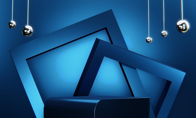 Blue Abstract geometric background japanese style podium blue concept