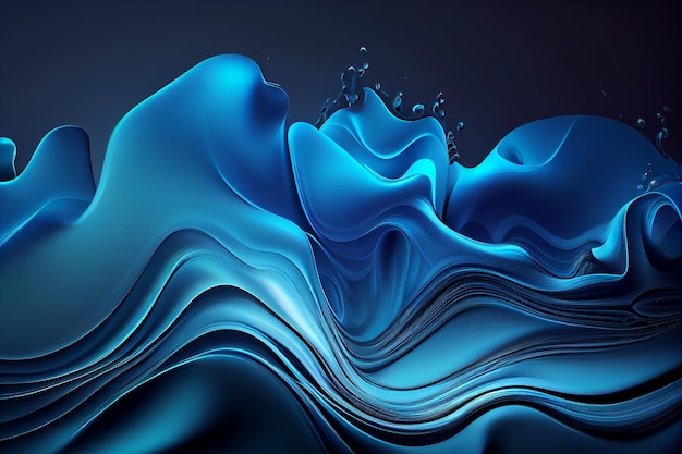 Blue abstract liquid wave background flowing liquid Generative AI