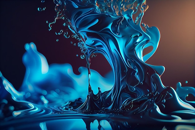 Blue abstract liquid wave background flowing liquid Generative AI