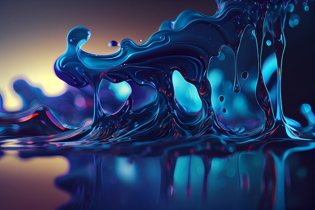 Blue abstract liquid wave background flowing liquid Generative AI