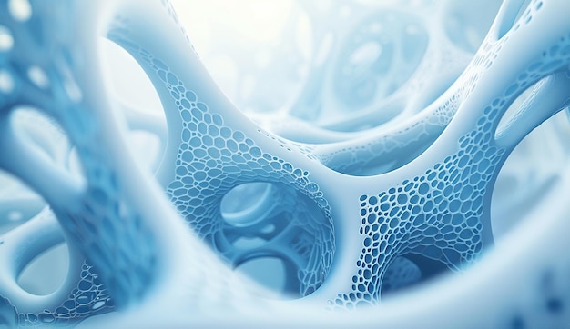 A blue abstract structure with fractal lines