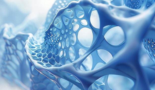 A blue abstract structure with fractal lines