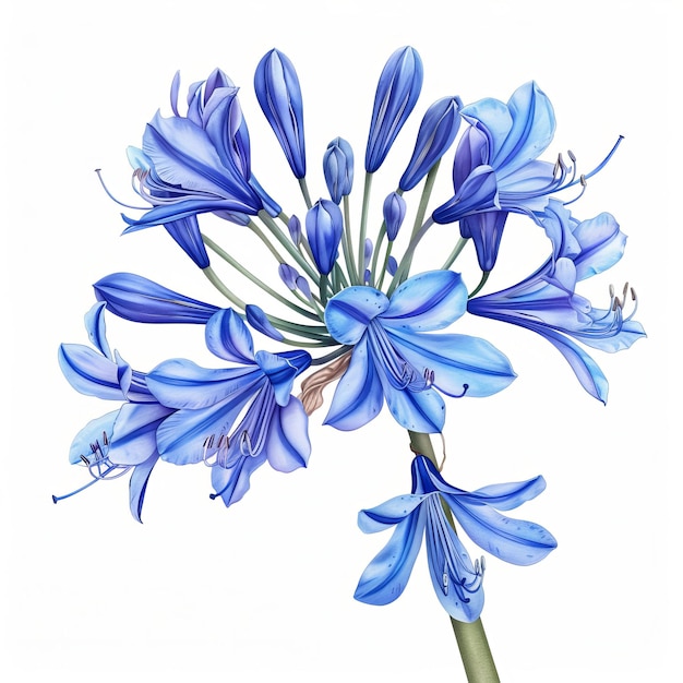 Blue agapanthus isolated on white background