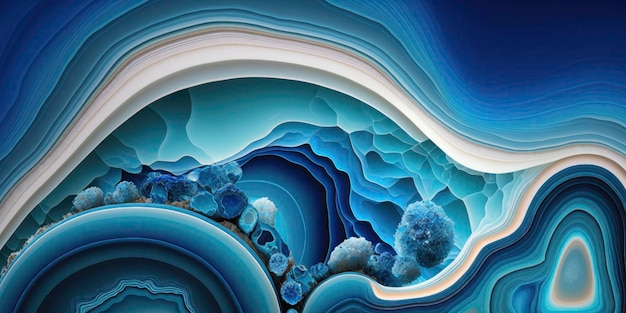 Blue Agate Background with Natural Patterns for Design Projects