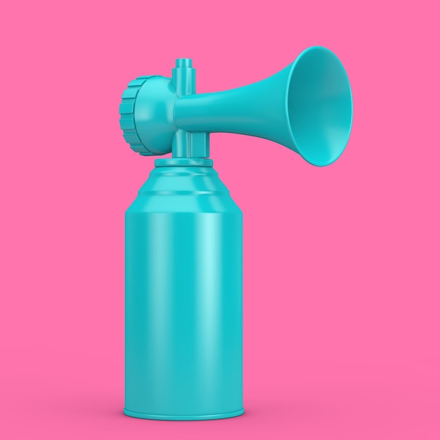 Blue Air Horn with Free Space For Your Design in Duotone Style on a pink background 3d Rendering