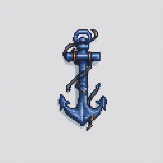 Blue anchor pixel art on a crisp white backdrop