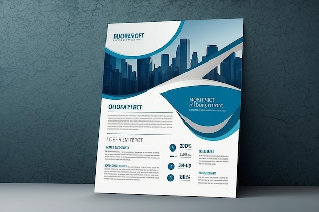 Blue annual report brochure flyer design template vector Leaflet cover presentation abstract flat background