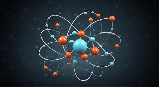 Photo a blue atom is made by the company of the atom