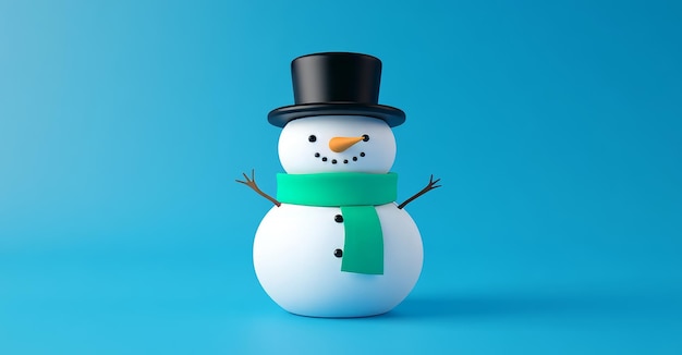 Photo on a blue background the composition depicts a christmas snowman