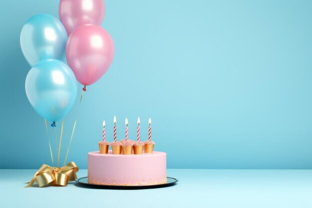 Blue background with Birthday cake