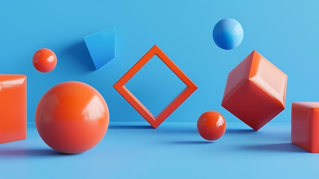 Photo a blue background with a blue and red balls and one with a blue background