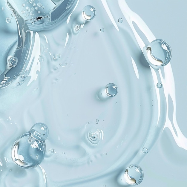 A blue background with bubbles and water bubbles