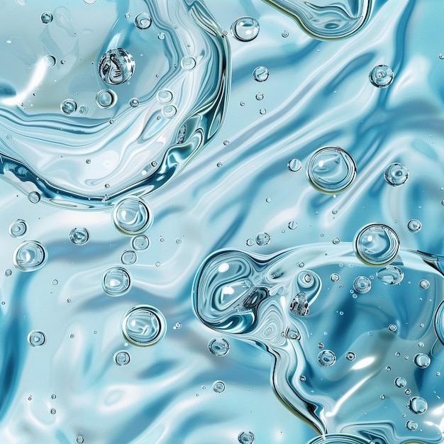 A blue background with bubbles and water bubbles