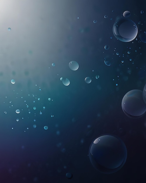 a blue background with bubbles in the water