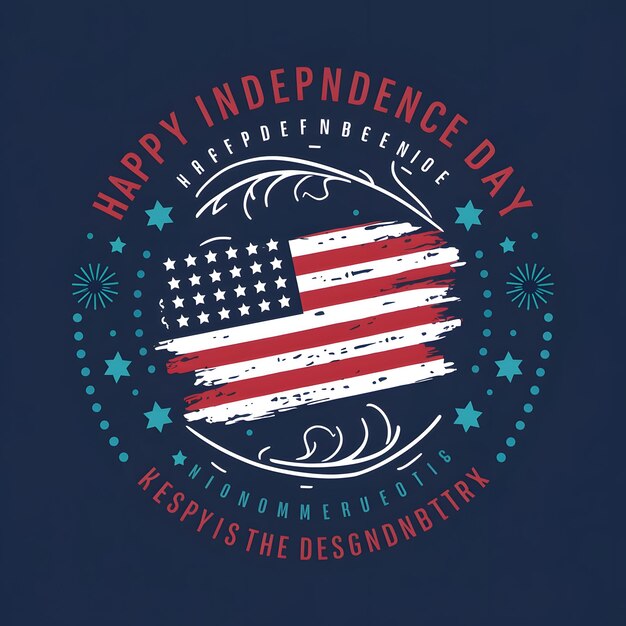 Photo a blue background with a circle of stars and the words independence day on it