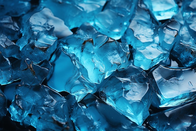 Blue Background with Cracks on Abstract Ice Background