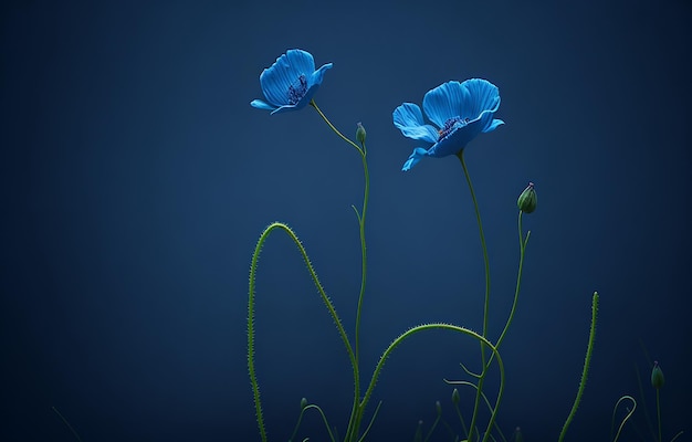 Blue Background With Flower