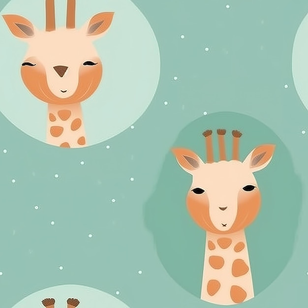 A blue background with a giraffes face and a blue background.