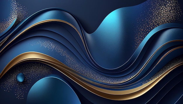 Blue background with a gold and blue waves