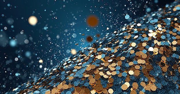 A blue background with gold coins and a blue background.