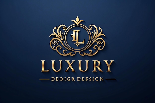 Photo a blue background with a gold design that says luxury design