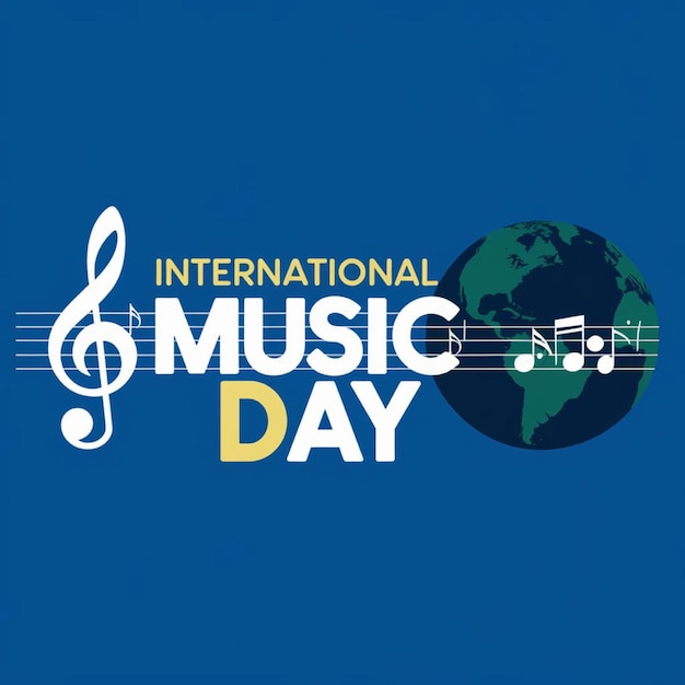 Photo a blue background with a international music day lettering