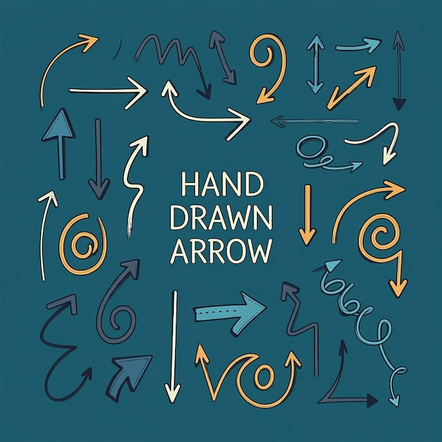 a blue background with many arrows and the words hand drawing on it