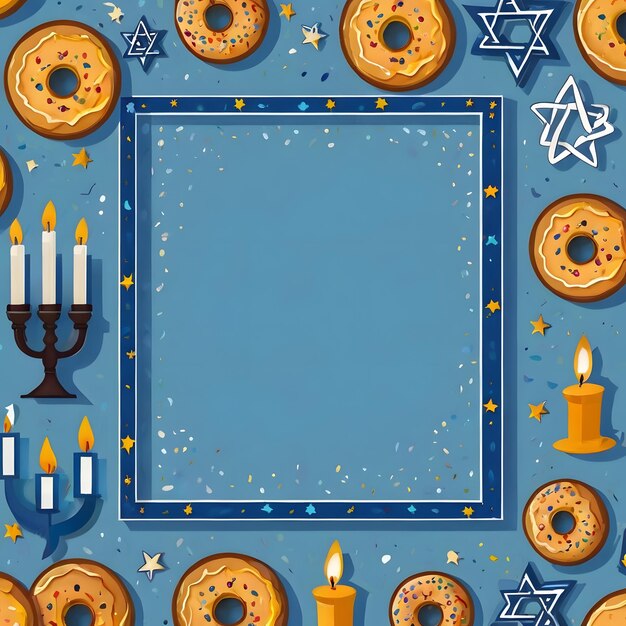 A blue background with a picture of donuts and a blue background with a star on it