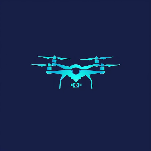 Photo a blue background with a picture of a flying drone