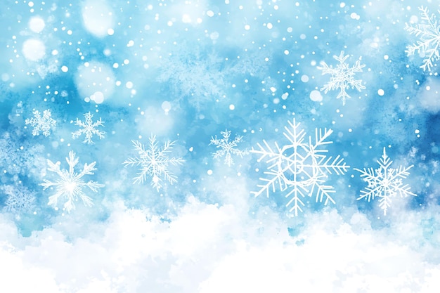 a blue background with snowflakes and a blue background